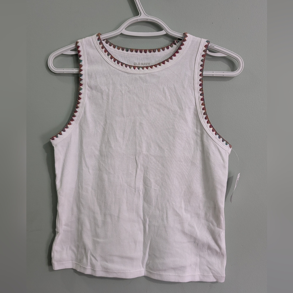 NEW Old Navy White Tank Top Crop ladies Large  *C22
